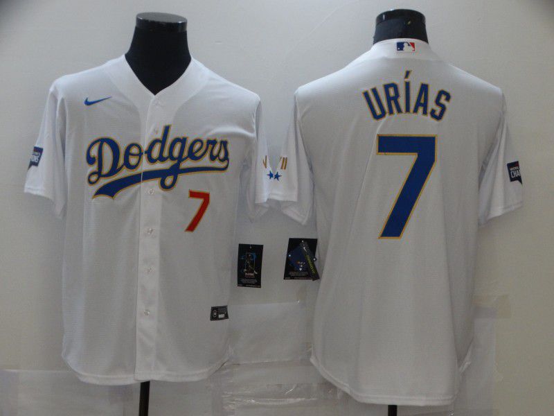 Men Los Angeles Dodgers 7 Urias White Game 2021 Nike MLB Jersey1